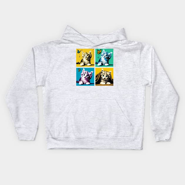 American Curl Pop Art - Cute Kitties Kids Hoodie by PawPopArt